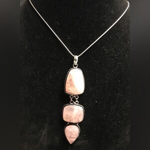 Rose Quartz Stamped 925 Sterling Silver Necklace